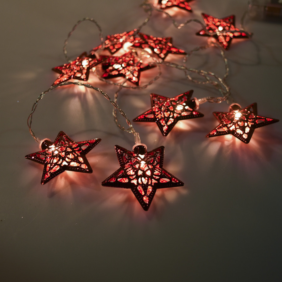 Guirnalda de 10 Estrellas LED 4 cm Rojas Alparamis