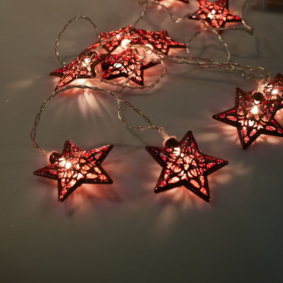 Guirnalda de 10 Estrellas LED 4 cm Rojas Alparamis