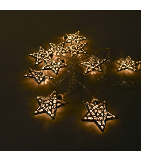 Guirnalda de 10 Estrellas LED 4 cm Plateadas Alparamis