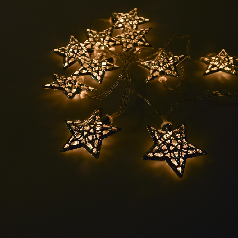 Guirnalda de 10 Estrellas LED 4 cm Plateadas Alparamis