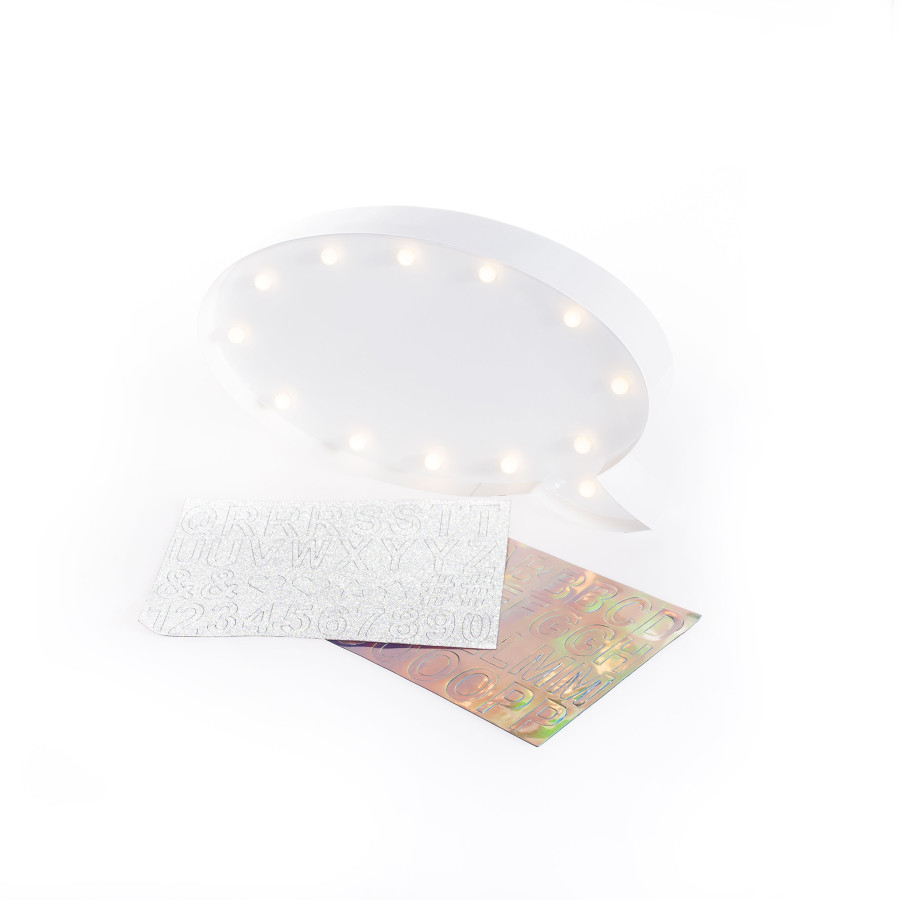 Globo de diálogo con letras y LED Alparamis