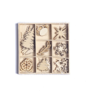 Set de 40 Adornos de Madera en Caja Alparamis