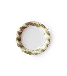 Plato de Polipapel Rayas Doradas x 6
