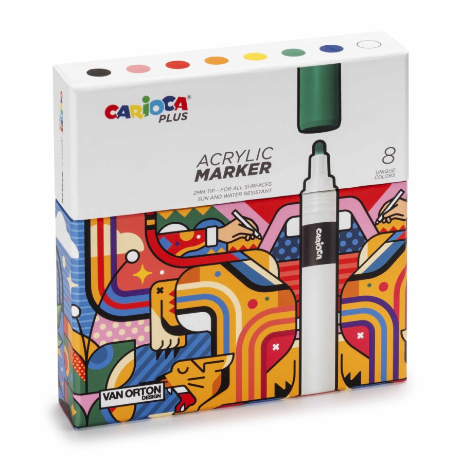Marcadores Acrílicos Acrylic Carioca Plus x 8