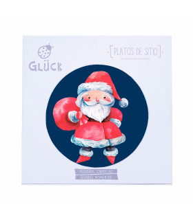 Platos de Sitio Bosque Encantado Papá Noel Azul x 10