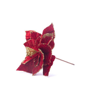 Adorno Poinsettia Roja con Dorado 22 cm Alparamis