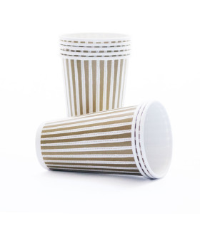 Vaso de Polipapel Rayas Doradas x 8