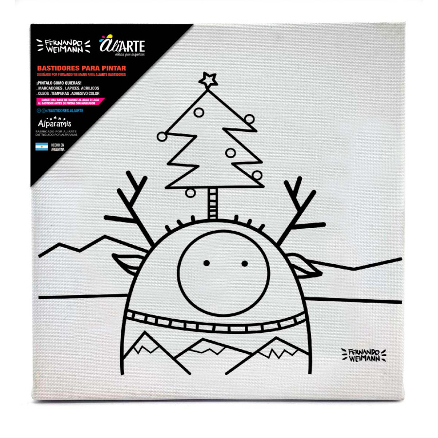 Bastidor para Pintar Navidad por Fer Weimann 20x20 cm