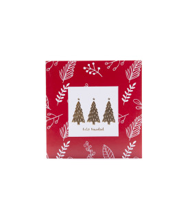 Tarjeta Navideña Stamping Hojas Rojas