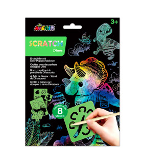 Scratch Art con Stencil Dinosaurios Avenir