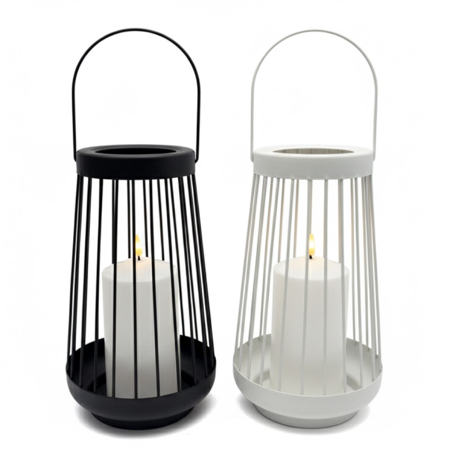 Farol Blanco 26 cm con Vela Pilar LED Alparamis