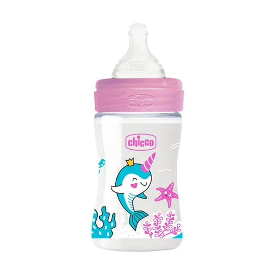 Chicco Mamadera Wellbeing 150ml Rosa Flujo Lento 0m+