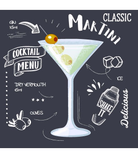 Servilletas 24 x 24 cm Martini Black