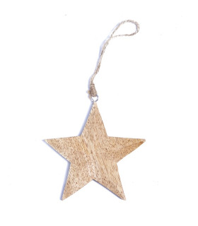 Adorno Colgante Arbol Estrella o Corazon de Madera 12 cm