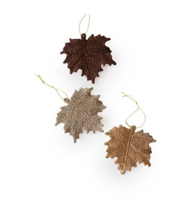 Adorno Hojas con Glitter