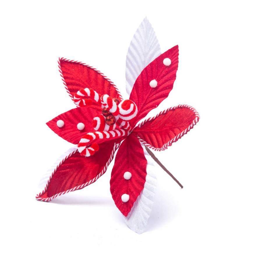 Adorno Estrella Federal Candy Roja y Blanca 32 cm Alparamis