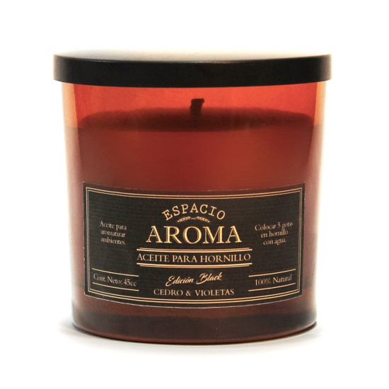 Vela de Soja Aromática 250 g Línea Black Cedro y Violetas Espacio Aroma