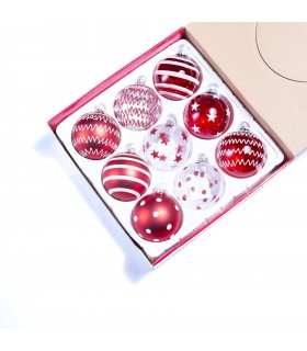 Bola de vidrio roja y blanca 9 cm