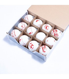 Bola de vidrio roja y blanca 8 cm