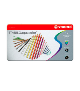 Lápices Aquacolor Arty en Caja de Lata Stabilo x 12