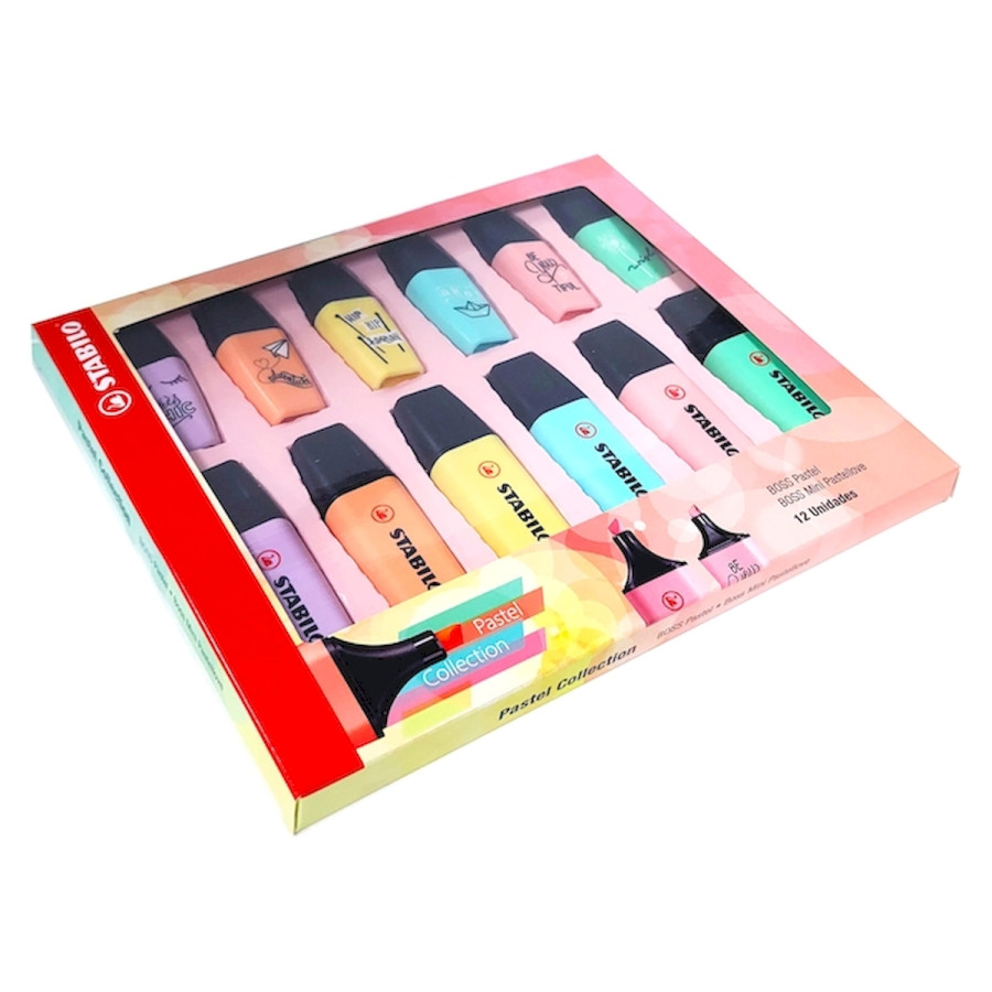 Caja de 6 Resaltadores y 6 Mini Resaltadores Boss Pastel de Stabilo
