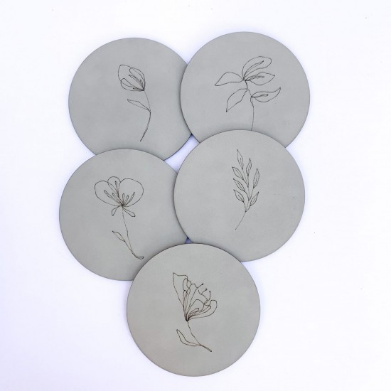 Posavasos Flowers Gris
