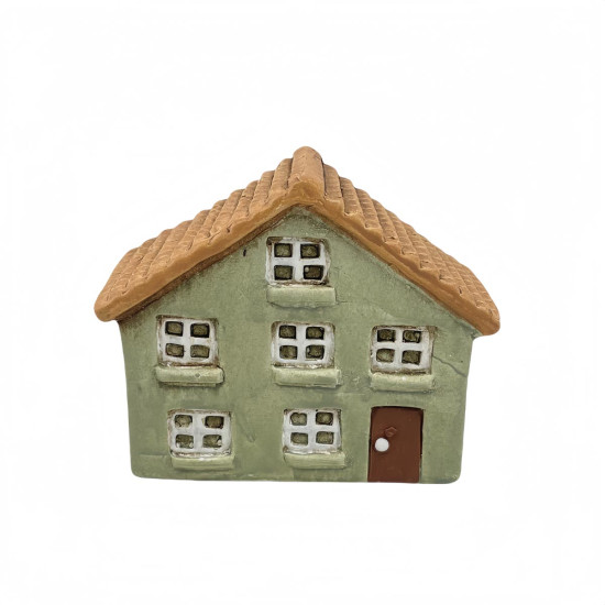 Adorno de Navidad Casita de Cerámica Verde 8 cm Alparamis