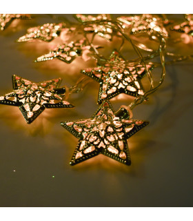 Guirnalda de 10 Estrellas LED 4 cm Doradas Alparamis