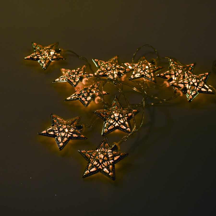 Guirnalda de 10 Estrellas LED 4 cm Doradas Alparamis