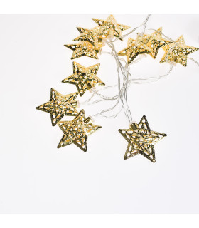 Guirnalda de 10 Estrellas LED 4 cm Doradas Alparamis
