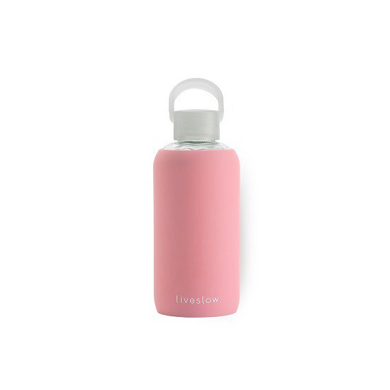 Botella De Vidrio Con Cubierta De Silicona 450ml Pink