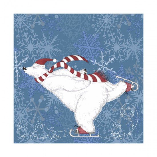 Servilletas 33 x 33 cm Polar Bear Skate Xmas