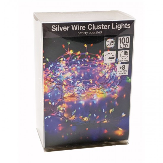100 Luces LED Multicolor en Racimos con Cable Metálico