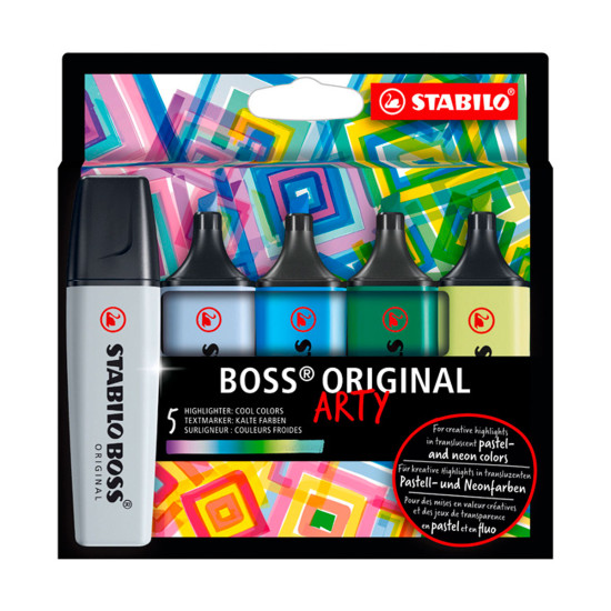 Resaltadores Boss Arty Tonos Fríos x 5