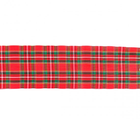 Cinta Escocesa Polyester Roja Verde y Blanca 7 cm x 10 metros