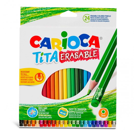 Lápices Tita Borrables de Colores Carioca x 24
