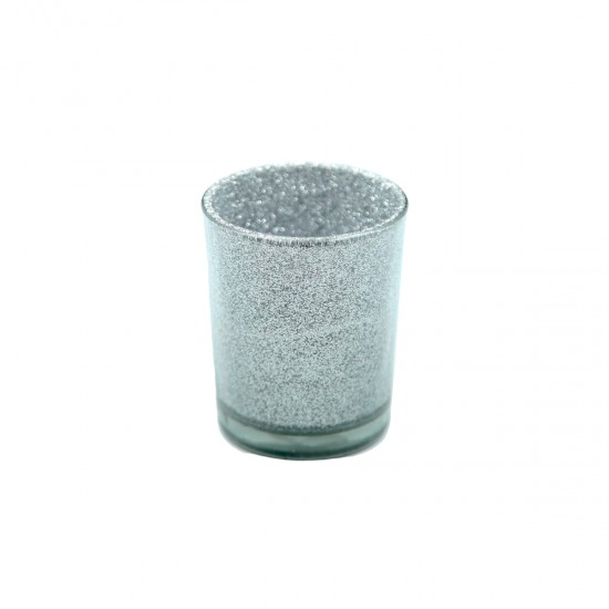 Fanal de Vidrio Vaso Cristal Plata 6.5 cm