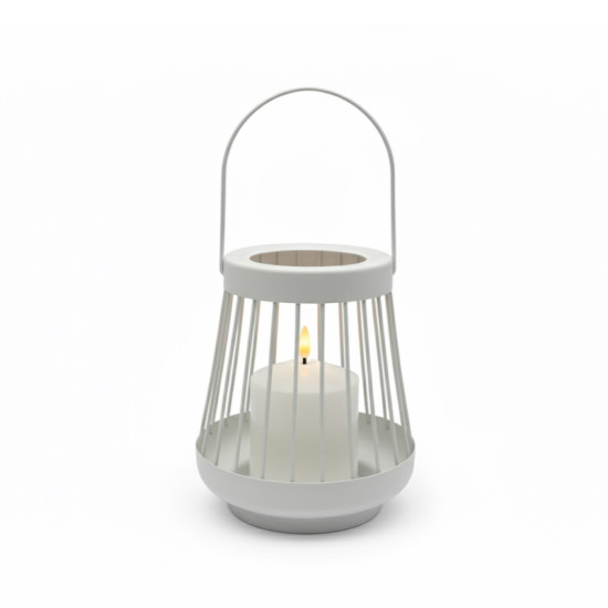Farol Blanco 18 cm con Vela Pilar LED Alparamis