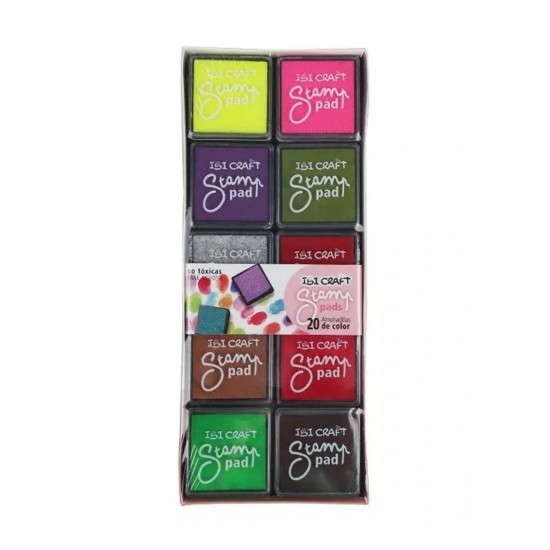 Set de 20 Almohadillas de Colores para Sellos 4 x 4 cm Ibi Craft