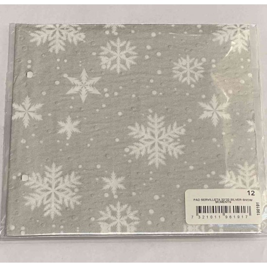 Servilletas 33 x 33 cm Moments Silver Snow Xmas