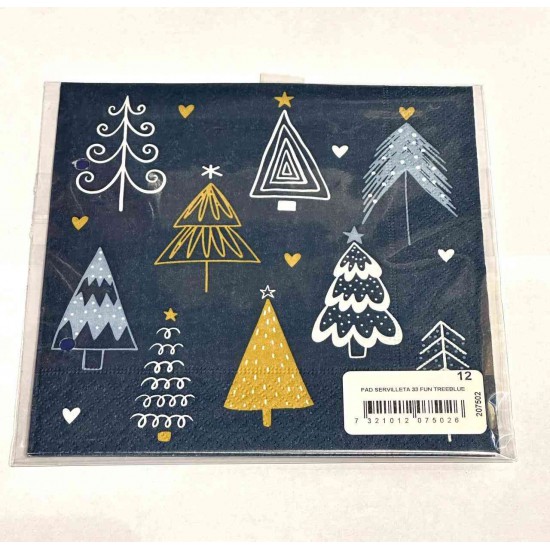 Servilletas 33 x 33 cm Fun Tree Blue Xmas