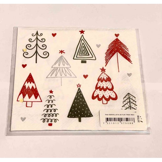 Servilletas 33 x 33 cm Fun Tree Red Xmas