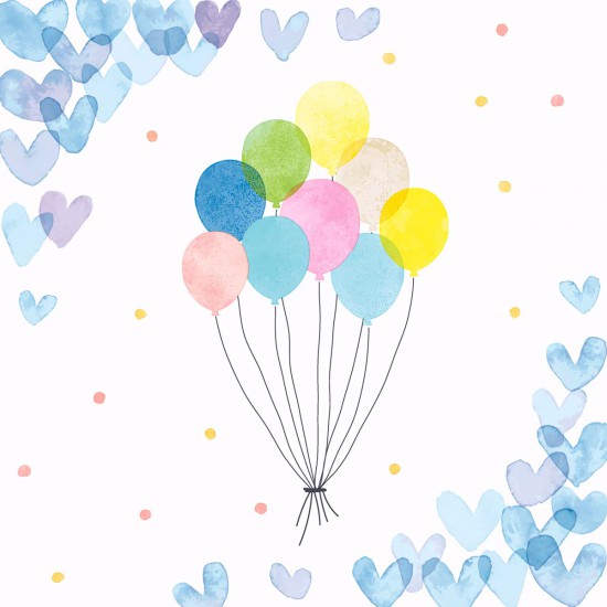 Servilletas 33 x 33 cm Hearts Balloons