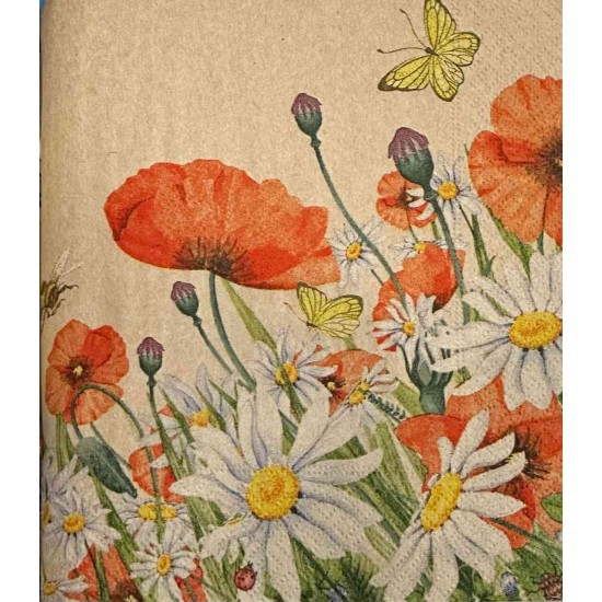 Servilletas Recicladas 33 x 33 cm Floral Poppies