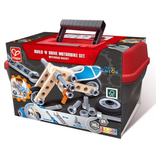 Set de Construcción de Moto 34 Piezas Junior Inventor Hape