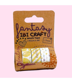Washi Tape Box 3 Rollos de 5 m Lemon Ibicraft