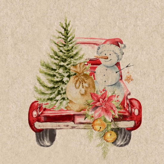 Servilletas Recicladas 33 x 33 cm Car Snowman Xmas