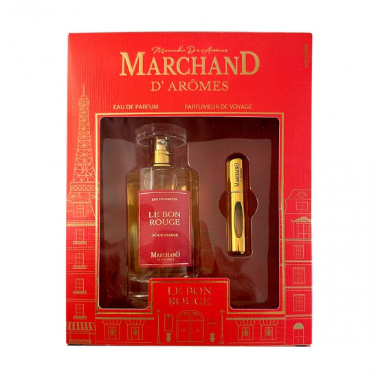 Set de Regalo Marchand D Aromes EDP Le Bon Rouge de 110 ml y Perfumador de Viaje