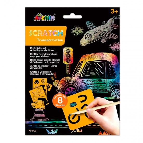 Scratch Art con Stencil Transportes Avenir