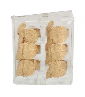 Servilleteros Hojas Doradas x 6 Alparamis
